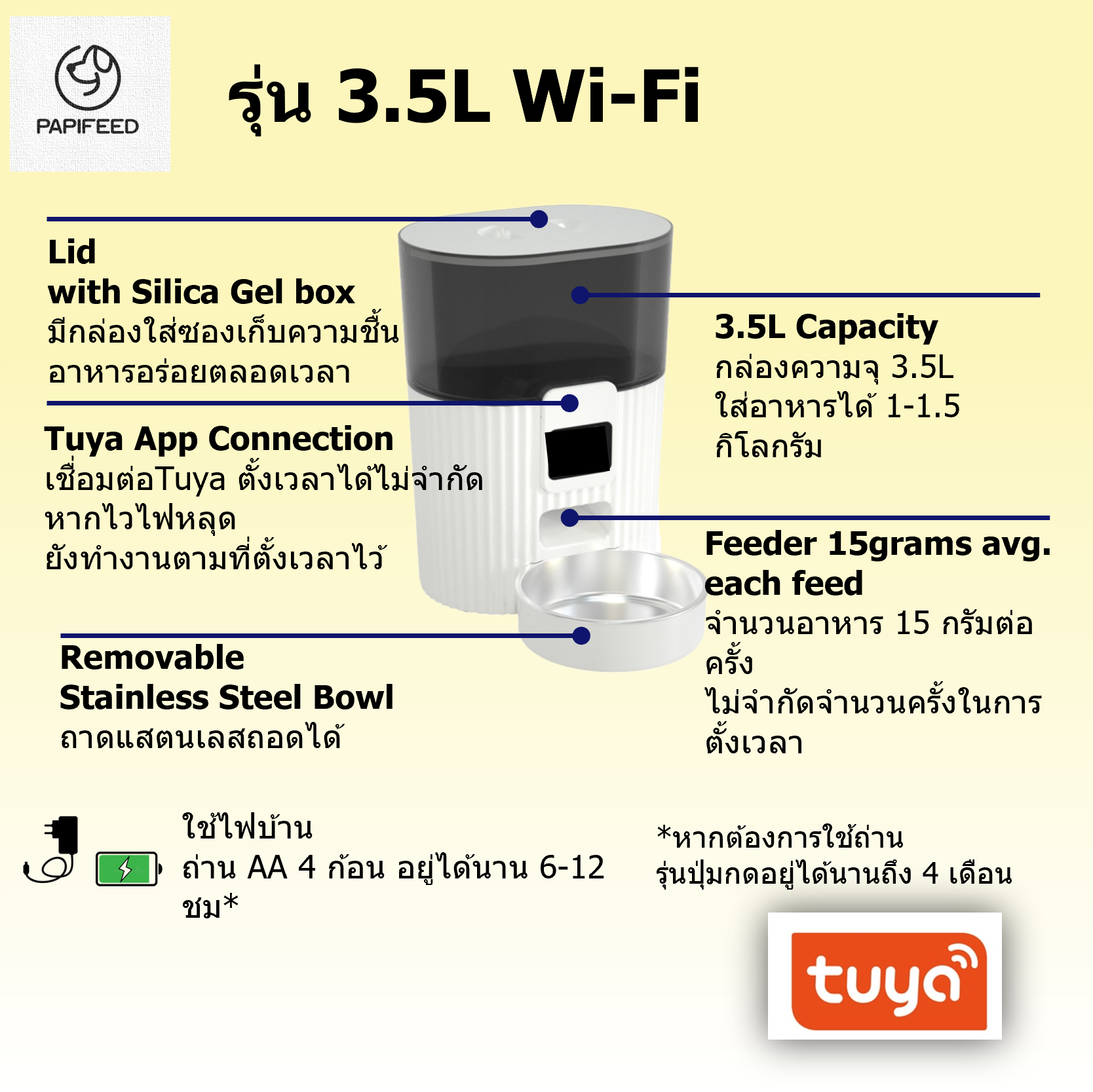 3.5L Wifi Feeder เครื่องให้อาหารอัตโนมัติรุ่นไวไฟ